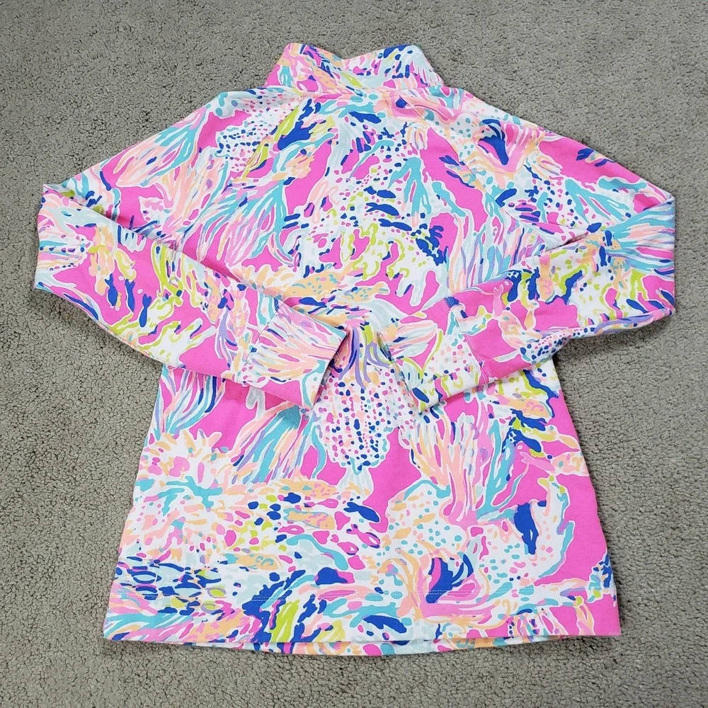Lilly Pulitzer Size XXS Skipper Popover UPF 50+ 1/2 Zip Pullover Pink Floral - Picture 3 of 9
